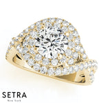 Double Row Halo Engagement 14kt Gold Ring