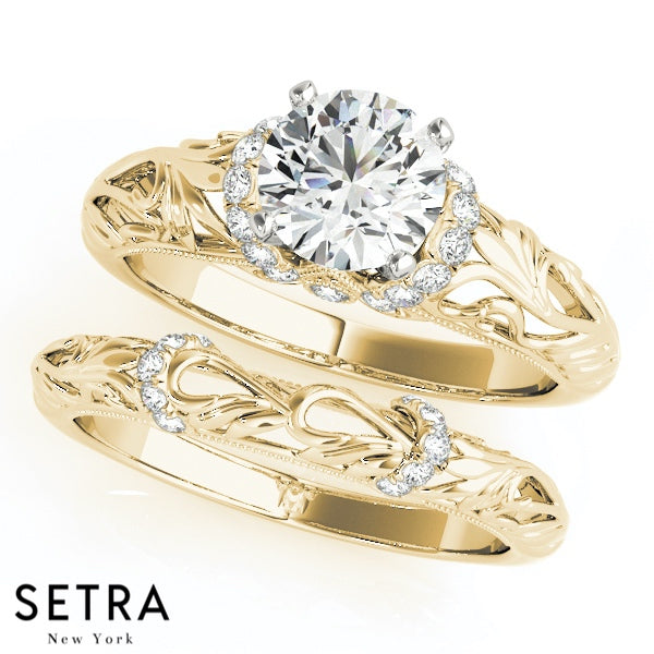 Set Of Vintage Engagement Rings 14kt Gold Diamond