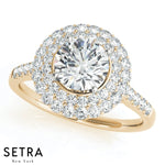 Lab Grown Diamonds Double Halo Micro-Pave Engagement 14kt Gold Ring