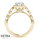 Lab Grown Diamonds Petra Milgrain Cathedral Halo Engagement Ring 14kt Gold
