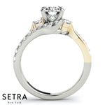 Lab Grown Diamond ByPass Round Cut Engagement 14kt Gold Ring
