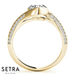 Lab Grown Diamond ByPass Oval Cut Engagement 14kt Gold Ring