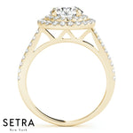 Lab Grown Diamonds Double Halo Engagement 14kt Gold Ring