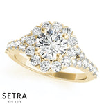 Split Shank Halo Diamond Engagement Ring 14kt Gold