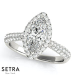 Lab Grown Diamond Marquise Cut Micro-Pave Setting Engagement 14kt Gold Rings