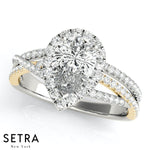 Lab Grown Diamonds Double Halo Pear Shape Engagement 14kt Gold Rings