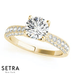Lab Grown Diamonds Vintage Style Micro-Pave Set Engagement 14kt Gold Ring