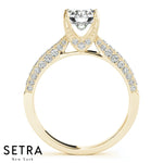 Lab Grown Diamonds Vintage Style Micro-Pave Set Engagement 14kt Gold Ring