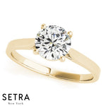 Set Of Solitaire Round Diamond Engagement Ring 14K Gold