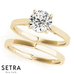 Set Of Solitaire Round Diamond Engagement Ring 14K Gold