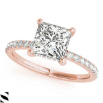 Lab Grown Diamonds Princess Cut Engagement Ring 14kt Gold