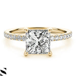 Lab Grown Diamonds Princess Cut Engagement Ring 14kt Gold