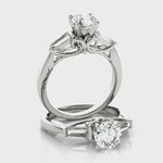 Set Of Taper Diamond Engagement 14kt Gold Ring