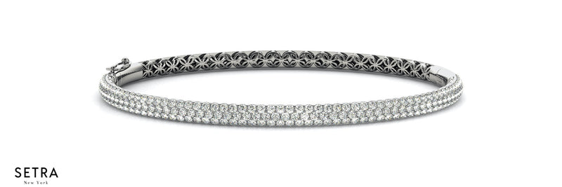 Micro Pave Set Italian Fashion Bangle Diamond 14kt Gold Bracelets