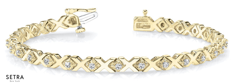 'XO' Diamond Tennis Diamond Bracelet 14K Gold