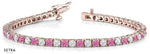 Tennis Bracelet Diamond & Pink Ruby 14kt Gold