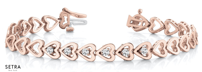 Bridal Heart Shape Diamond Bracelet In 14k Gold