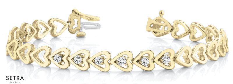 Bridal Heart Shape Diamond Bracelet In 14k Gold