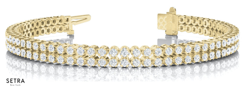 Round Cut Diamonds Bridal Tennis Solid Bracelet 14k Gold