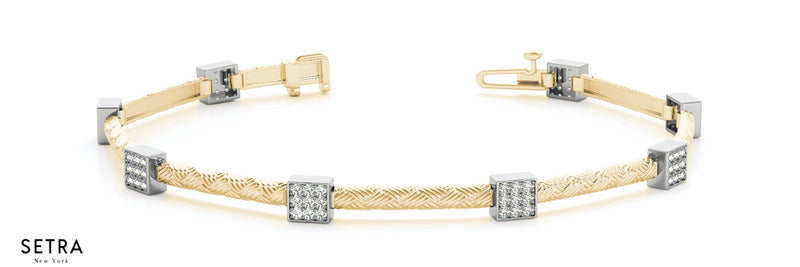 Micro-Pave Diamond Bangle Bracelets 14kt Gold