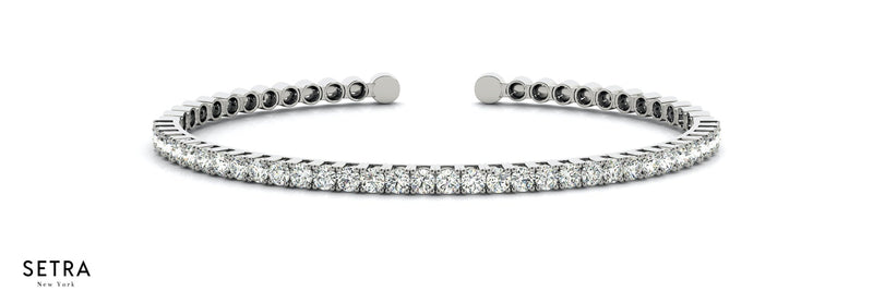 Lab Grown Diamond Bridal Solid Bangle Bracelet 14k Rose Gold