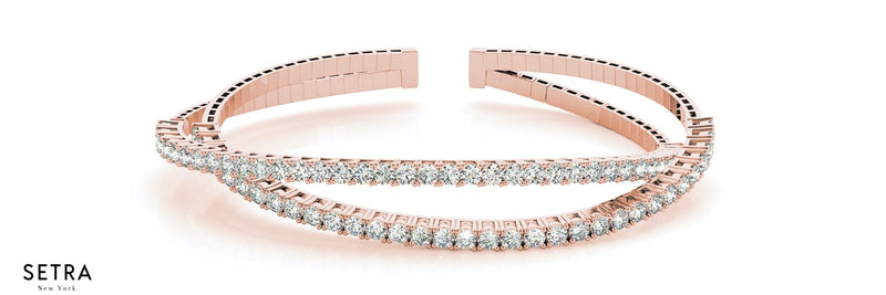 Lab Grown Diamond Tow Row Twist Tennis Bracelet 14kt Gold