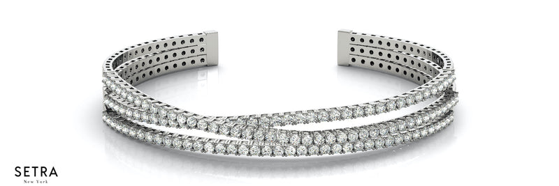 Multi Twist Row Diamonds Bangle Bracelets