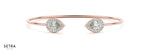 Pear Cut Center Halo Diamond Bangle Bracelets 14kt Gold