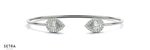 Lab Grown Diamond Center Pear Shape Halo Bangle Bracelets 14kt Gold