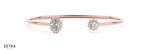 Oval Cut Center Halo Diamond Open Bangle Bracelets 14kt Gold