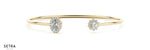 Oval Cut Center Halo Diamond Open Bangle Bracelets 14kt Gold