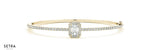 Lab Grown Diamond Round Cut Center Emerald Shape Halo Bangle Bracelets 14kt Gold