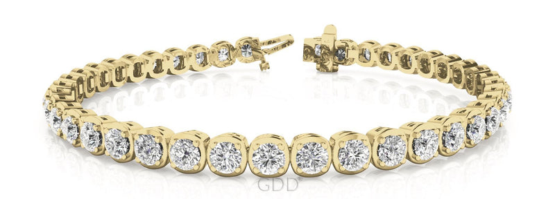 Round Cut Diamonds Women's / men's Solid Tennis Bracelet In 14k Gold