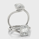 Halo ByPas Engagement Rings 14kt Gold For Emerald Cut Diamond