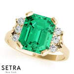 Radian Emerald Gem & Diamonds Fashion Ring 14kt Gold