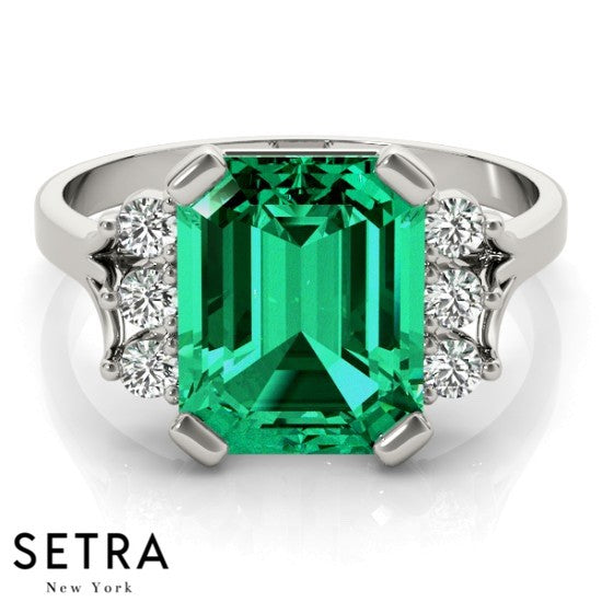 Radian Emerald Gem & Diamonds Fashion Ring 14kt Gold