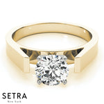 Solitaire Diamond Engagement Ring Solid 14K Gold
