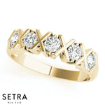 Lab Grown Diamond X-O Style Round Band Ring 14kt Gold