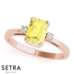 Radiant Cut Yellow Sapphire & Diamonds 14kt Yellow Gold Ring