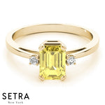 Radiant Cut Yellow Sapphire & Diamonds 14kt Yellow Gold Ring