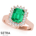 Lab Grown Diamonds Radiant Cut Emerald 14kt Gold Ring