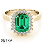 Lab Grown Diamonds Radiant Cut Emerald 14kt Gold Ring