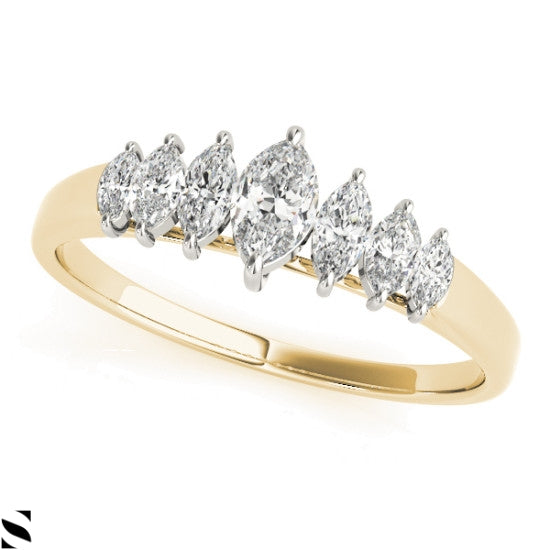 Pyramid Marquise Cut Diamond Wedding Ring 14kt Gold