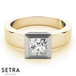 Lab Grown Diamond Solitaire Princes Cut 14kt Gold Engagement Ring