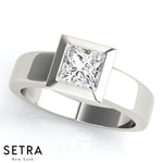 Princess Cut Solitaire Diamond Engagement Ring 14K Gold