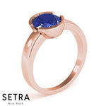 ELEGANT 14kt FINE ROSE GOLD SOLITAIRE OVAL SAPPHIRE SOLITAIRE ENGAGEMENT RING