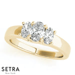 Side Oval Cut Diamond Engagement Ring 14kt Gold