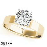 Solitaire Diamond Engagement Ring Solid 14K Gold