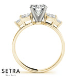 Fancy  Side Marquise Diamond Engagement 14kt Gold Ring