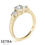 Set Of Diamonds Engagement Ring 14kt Gold